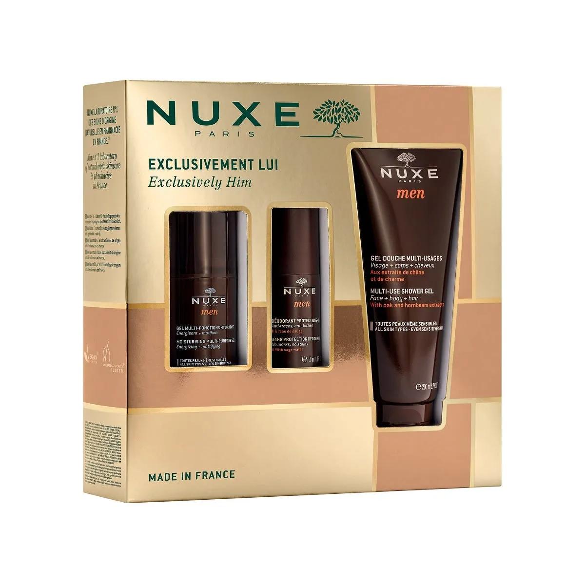 Nuxe Cofanetto Routine Uomo Gel Doccia 200 ml + Deodorante + Gel Idratante Multifunzione