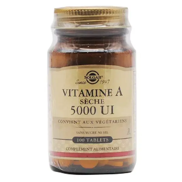 Solgar Vitamina A Seca con VItamina C 100 comprimdos 