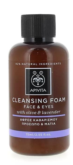 Apivita Cleansing Mini Crema Facial y Espuma Limpiadora Ojos con Oliva y Lavanda 75 ml