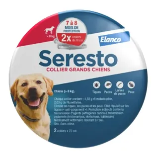 Seresto Collare Cane di Taglia Grande Anti Pulci e Anti Zecche +8kg 2 unità