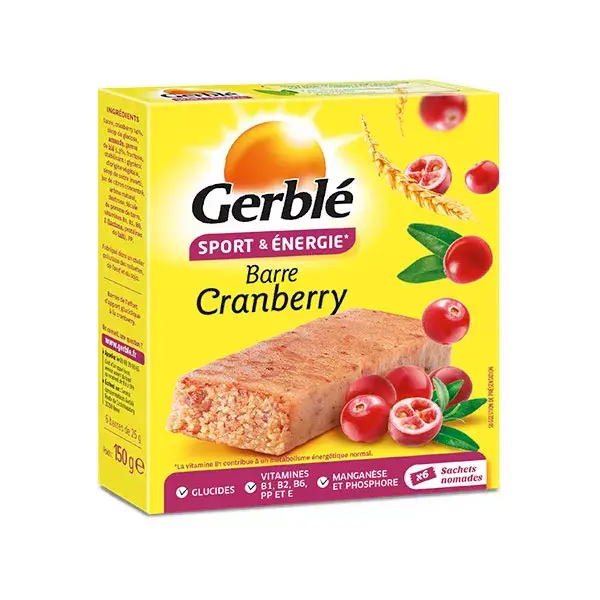 Gerblé Sport Barres Cranberry 6 x 25g