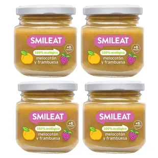 Smileat Organic Raspberry and Peach Jar +6m 4x130 gr