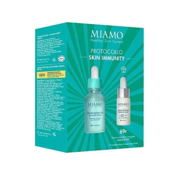 Miamo Protocollo Skin Immunity Cofanetto Vitamin Blend 15% Recovery Serum 30 ml + Aging Defence Sunscreen Drops SPF 50+ 10 ml