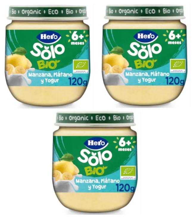 Pot de yaourt Hero Solo, pomme et banane +6 mois 3x120 gr