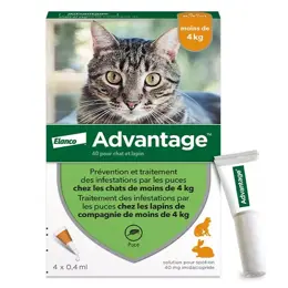 Advantage Solution Antipuce Chat Lapin 1 à 4kg 4 pipettes