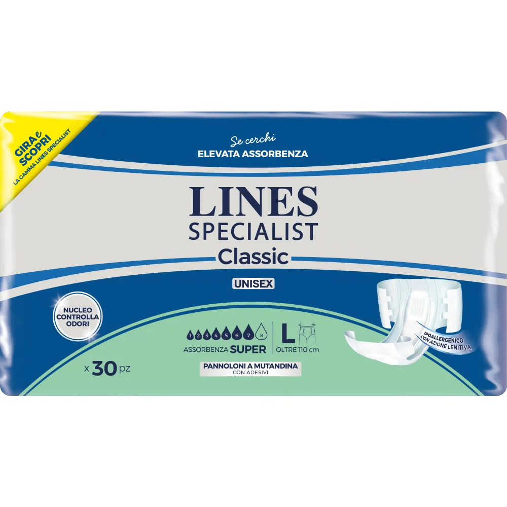 Lines Specialist Classic Pannoloni a Mutandina Misura Super L 30 Pezzi