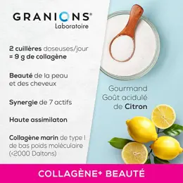 Granions Beauté Collagène Marin, Acide Hyaluronique Vitamine C Goût Citron 250g