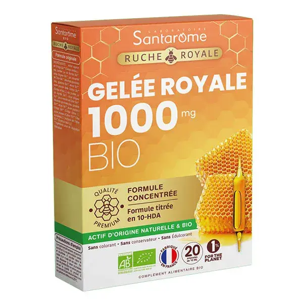 Santarome Ruche Royale Gelée Royale 1000 MG Bio Immunité 20 ampoules