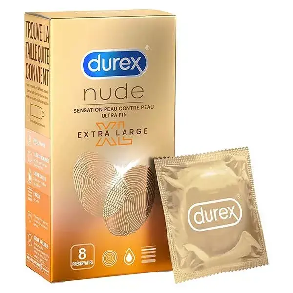 Durex Lot de 32 Préservatifs Nude XL Extra Fins et Extra Larges - 4x8 pièces