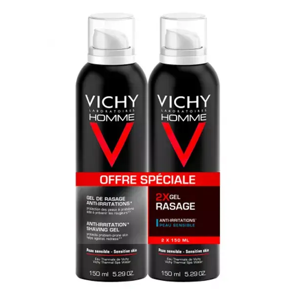 Vichy Homme Gel da Barba Anti-Irritazioni Lotto di 2 x 150ml