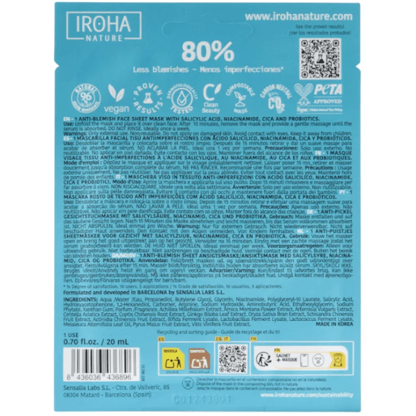 Iroha Nature Anti-blemish mask 1 unit