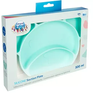 Canpol Babies Silicone Plate with Compartments and Suction Cup +6m 500 ml Mint Green