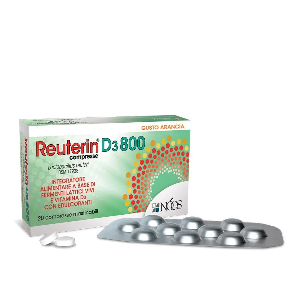 Reuterin D3 800 Integratore Fermenti Lattici Vivi e Vitamine 20 Compresse Masticabili