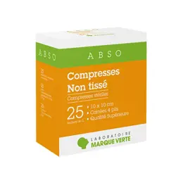 Marque Verte Compresses Stériles en Non Tissé 10cm x 10cm 25 x 2 compresses