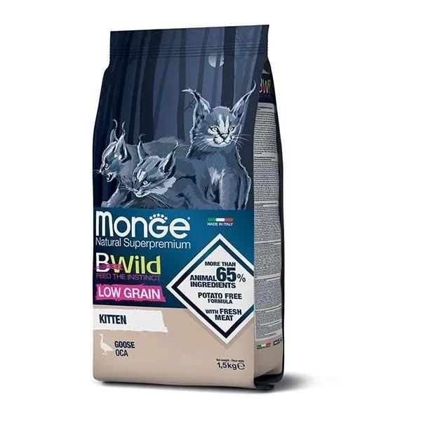 Monge B Wild Low Grain Con Oca Cibo Secco Per Gattini Sacco 1,5 Kg