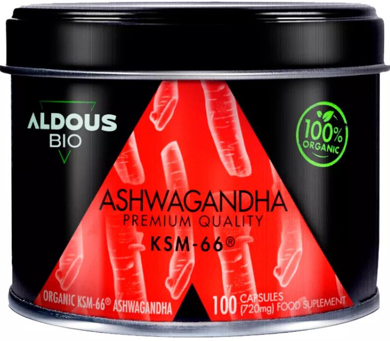 Aldous Bio Extracto de Raíz de Ashwagandha KSM-66 Ecológico 100 Cápsulas