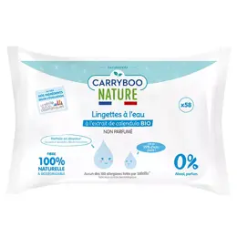 Carryboo Soins Lingette à l'Eau Pure Calendula Bio 58 unités