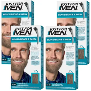 Just For Men Mustache, Beard and Sideburns for Men Light Brown 4 pcs