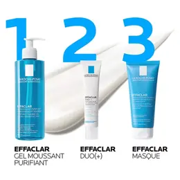 La Roche Posay Effaclar Gel Moussant Purifiant Peaux Grasses et Sensibles Lot de 2 x 400ml