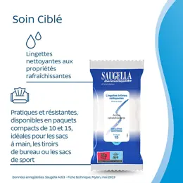 Saugella Dermoliquide Lingette Intime Nettoyante - 15 unités