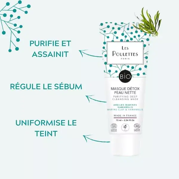 Les Poulettes Paris - Masque Détox Peau Nette certifié BIO - 75 ml