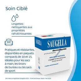 Saugella Dermoliquide Lingette Intime Nettoyante - 10 unités