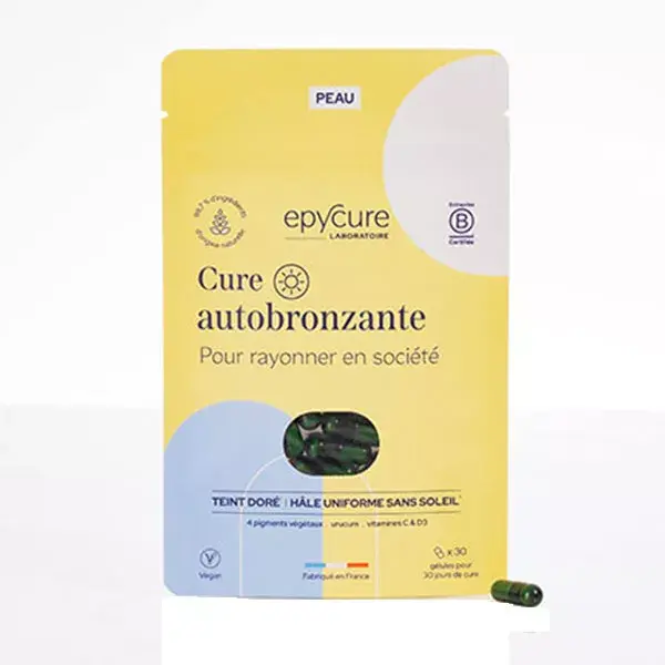 Epycure Peau Cure Autobronzante Peau Hâlée et Bronzé la Plus Naturelle Possible 30 gélules