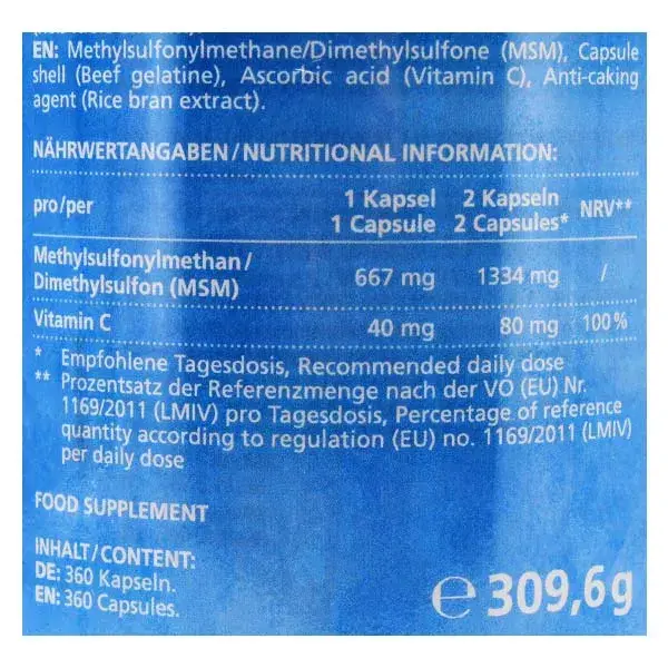 Vitamaze MSM + Vitamine C 360 capsules Pas cher