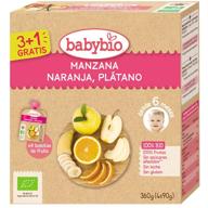 BabyBio Pouche Manzana, Naranja y Plátano Bio 4x90gr