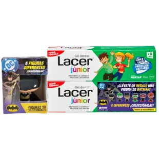 Lacer Junior Menta Gel +6 Años 2x75 ml + Figura de Batman