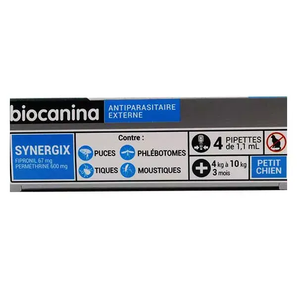 Biocanina Synergix Antiparassitario Cane Taglia Piccola 4 a 10kg 4 Pipette