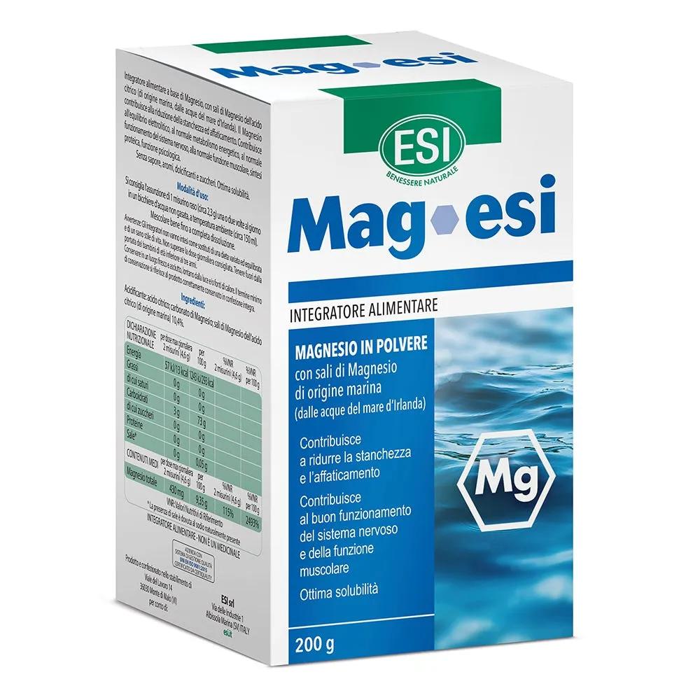 Mag-Esi Integratore di Magnesio in Polvere Per Stanchezza ed Affaticamento Barattolo da 200 g