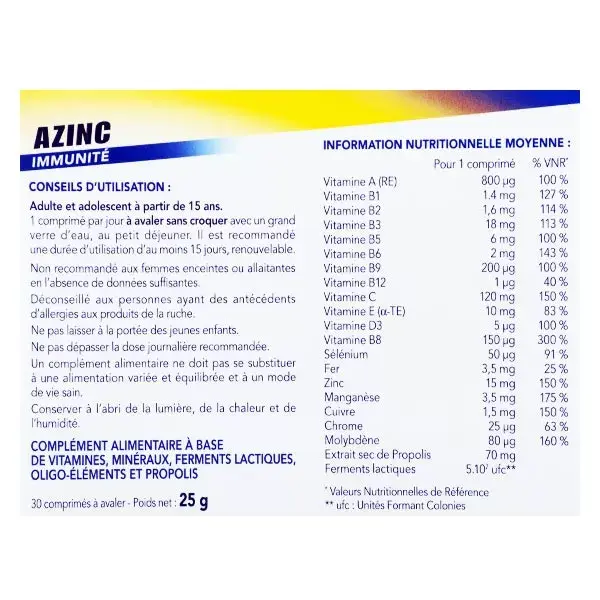 Arkopharma Azinc Immunité 30 compresse
