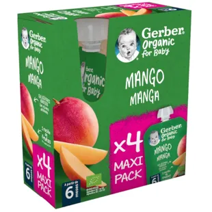 Gerber Organic Pouch Mango Multipack +6m 4x90 gr