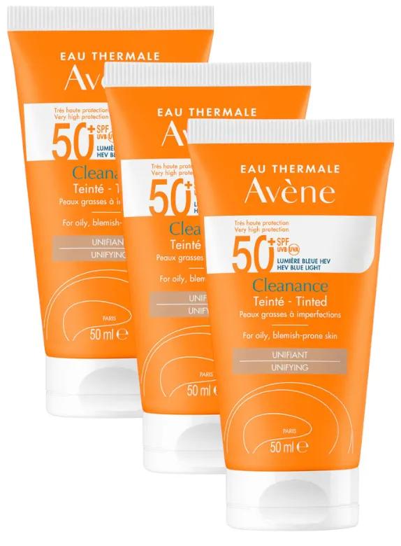 Avène Cleanance Crema Solare SPF50+ Colorata 3x50 ml