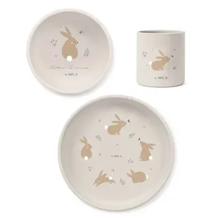Saro Cotton Bunnies 3 Piece Feeding Set
