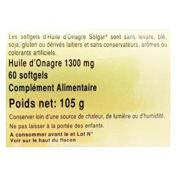 Solgar aceite de onagra 1300 mg 60 cpsulas