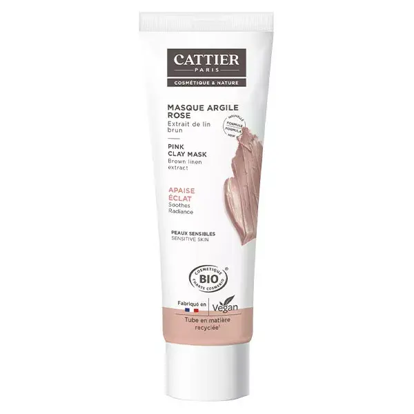 Cattier Pink Clay Organic Brown Flax Extract Mask 100ml