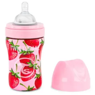 Biberão Twistshake Anti-Cólicas Morango Aço +2m 260 ml