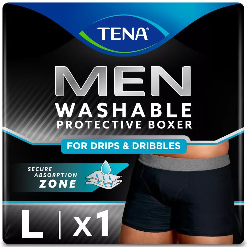 TENA Heren Boxer Wasbaar Zwart Maat L