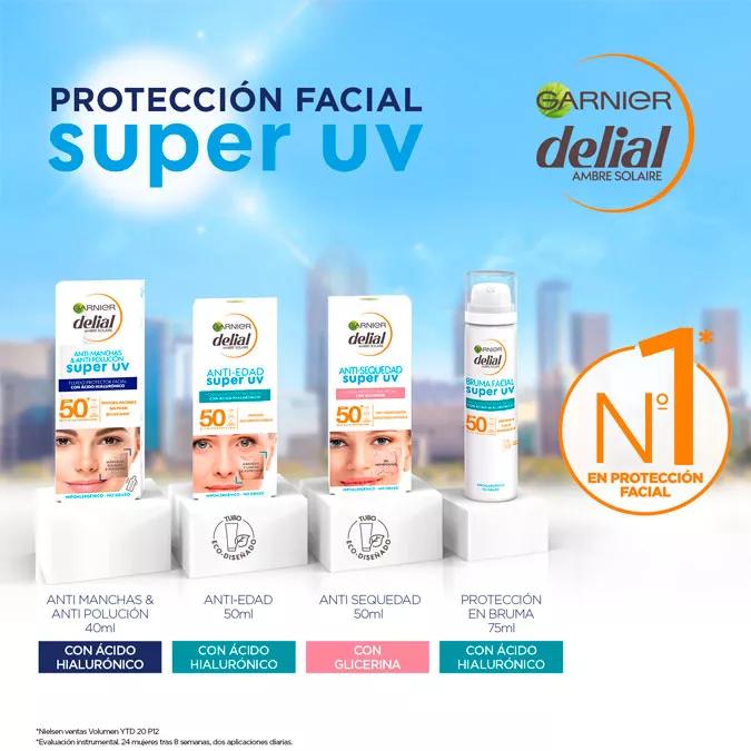Garnier Delial Crema Protectora Facial Anti Edad SPF50 Ácido Hialurónico 50 ml