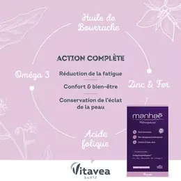 Manhaé Ménopause - Acide Folique, Omega 3 - 90 capsules - 3 mois