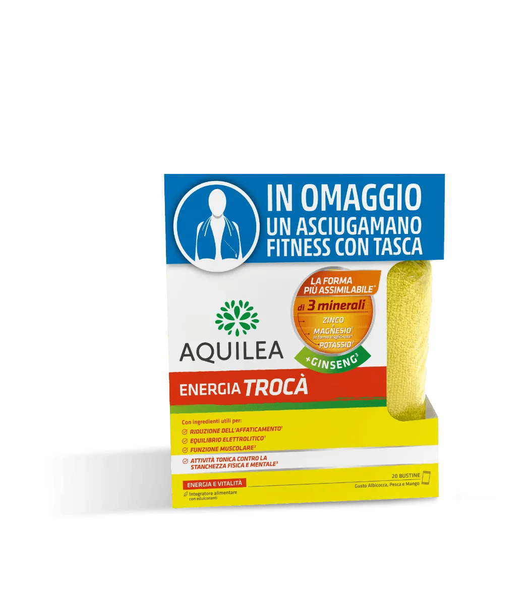 Aquilea Energia Trocà + Ginseng Integratore PROMO 20 bustine + Asciugamano Fitness in Regalo