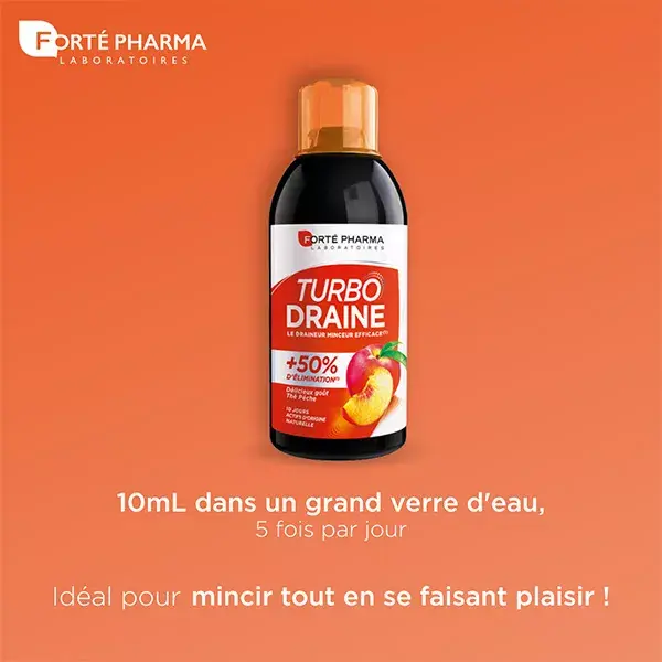 Forté Pharma TurboDraine Thé Pêche Draineur Minceur Elimination 500mL