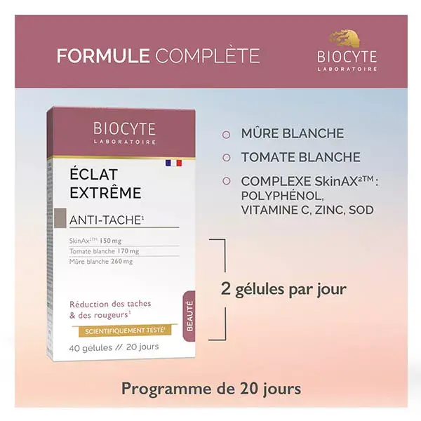 Biocyte Eclat Extrême Beauté Anti-Tâche & Rougeurs 40 gélules