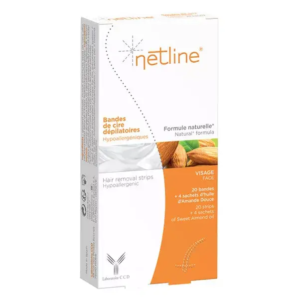 NetLine wax depilatory strips face hypoallergenic 20 strips