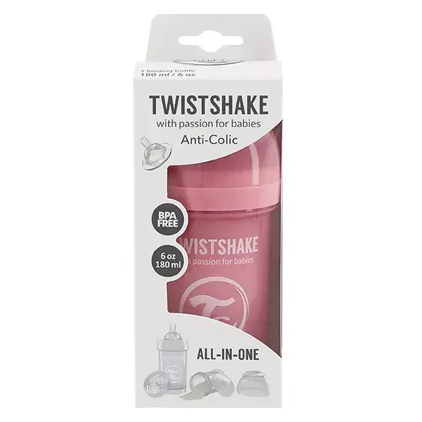 Twistshake Biberon Anti-Colique Rose Pastel +0m 180ml