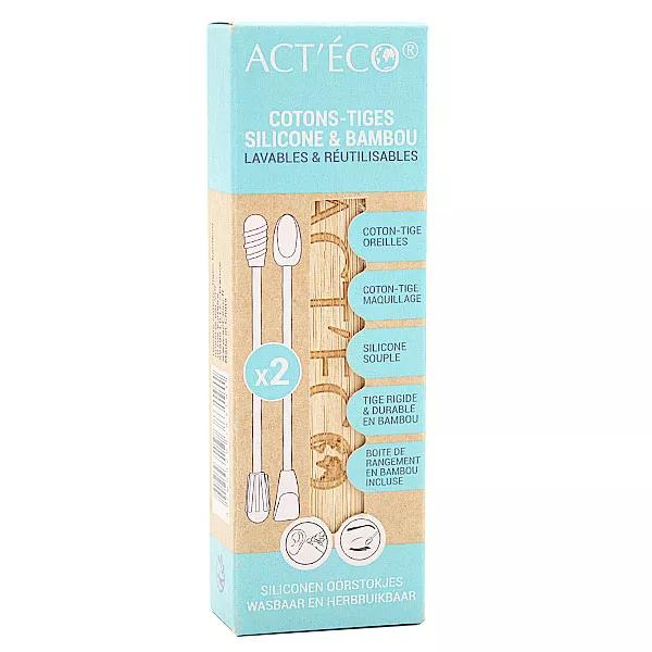 Act'Éco Coton Tige Réutilisable Bambou et Embout Maquillage Bleu Pastel