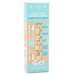 Act'Éco Coton Tige Réutilisable Bambou et Embout Maquillage Bleu Pastel