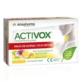 Arkopharma Activox Maux de Gorge Arôme Citron 24 comprimés à sucer